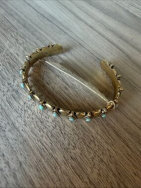 Lucky Brand Gold-Tone Cuff Bracelet with Turquoise Accents
